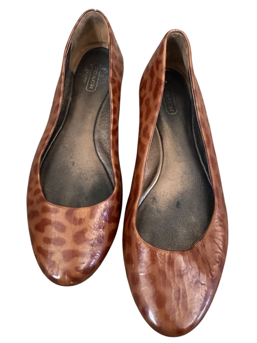 Coach Patent Leather Dayton Leopard print Flats